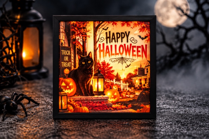 Halloween Black Cat Lithophane Panel