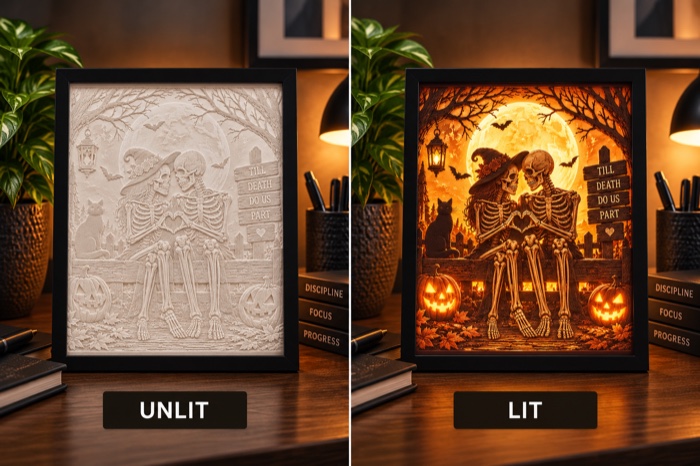 Halloween Skeleton Couple Lithophane Panel - photo 3 of 3